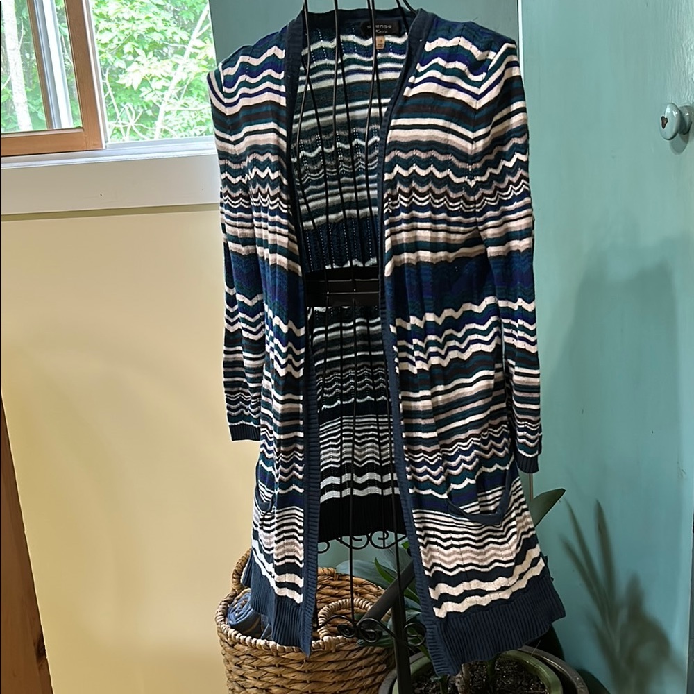 Spense Navy and Cream Striped Cardigan